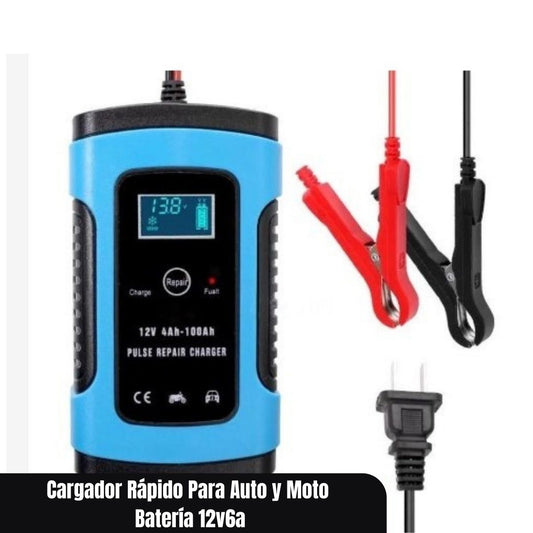 CARGADOR DE BATERIA PARA AUTO Y MOTO