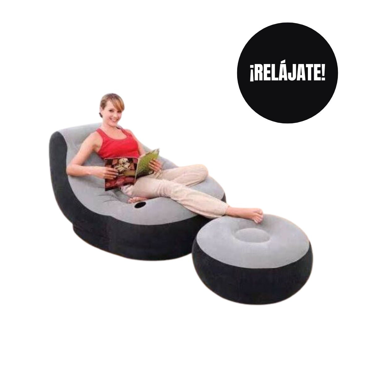 SILLÓN INFLABLE CON DESCANSA PIES