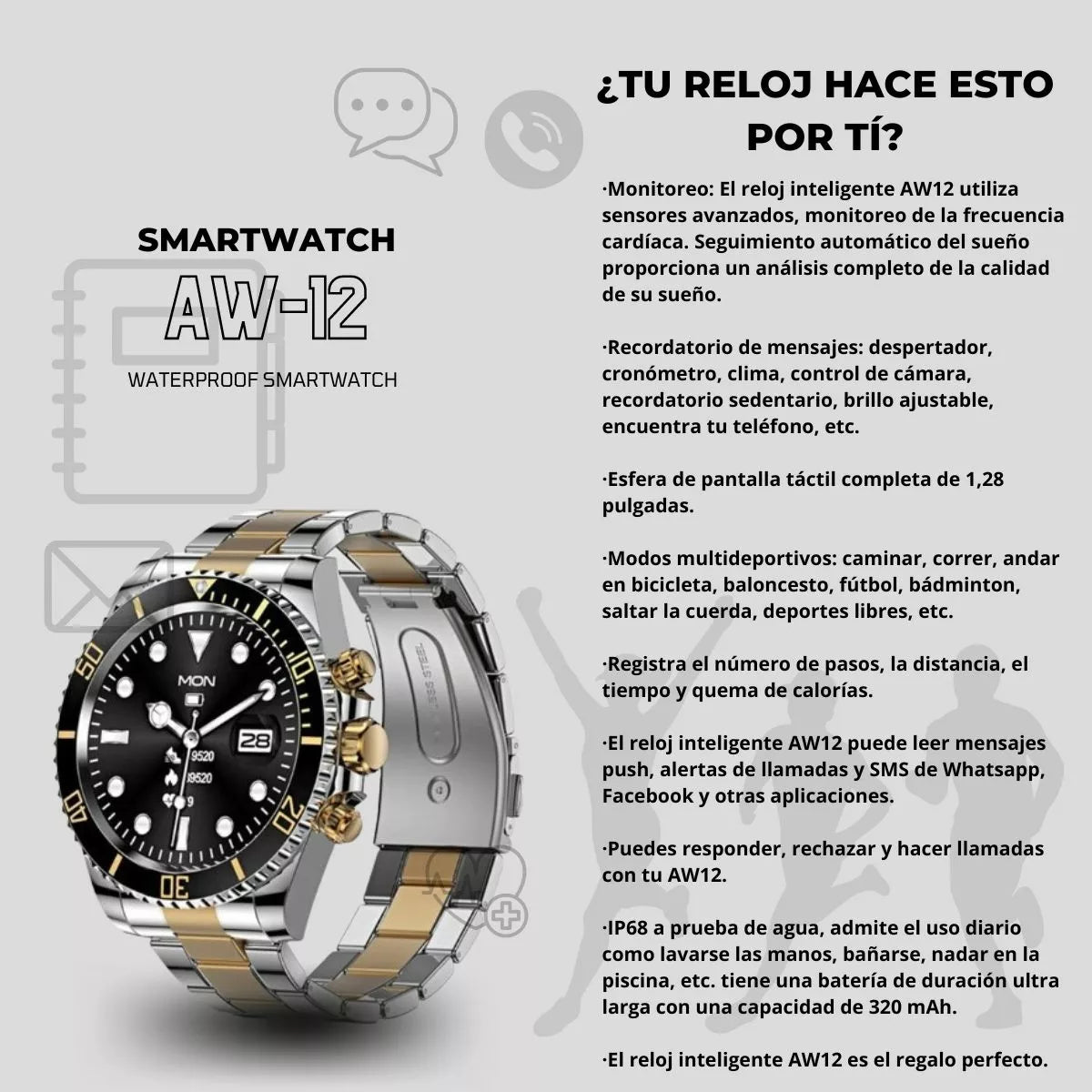 Promoción Smartwatch AW12 + Lentes Mercedes Benz