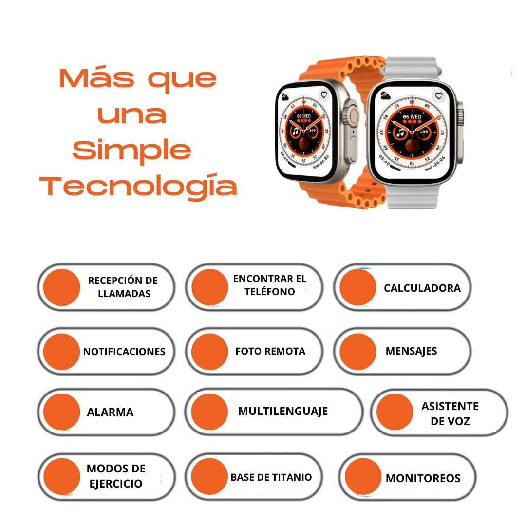 Smartwatch S8 Ultra 2 Piezas (Orange & Grey)